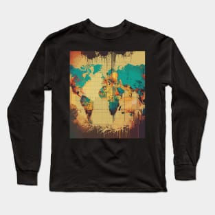 Street art earth map Long Sleeve T-Shirt